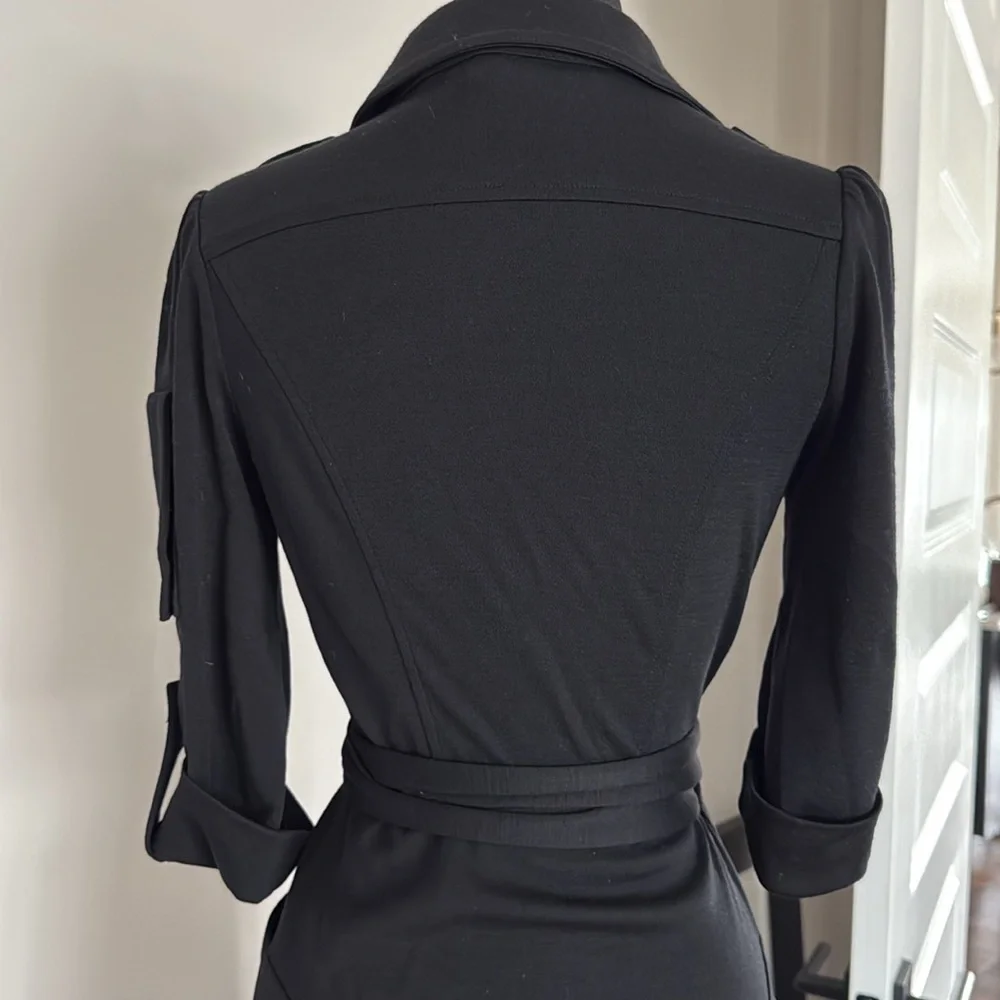 Diane Von Furstenberg Black Sheath Dress with Notched Collar - Picture 5 of 8